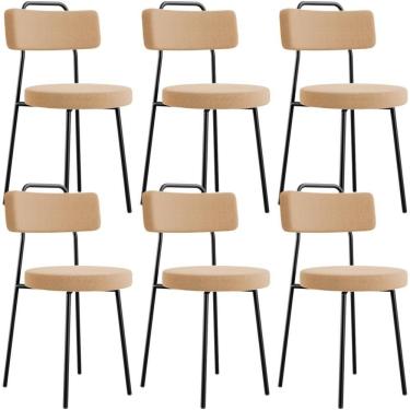 Imagem de Kit 06 Cadeiras Decorativas Estofada Para Sala De Jantar Barcelona L02 Bouclê Mostarda - Lyam Decor