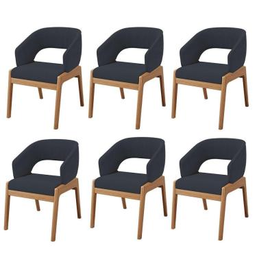 Imagem de Kit 06 Cadeiras De Jantar E Estar Living Estofada Lince L02 Suede Preto - Lyam Decor