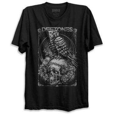 Imagem de Camiseta Preta Banda Deftones Coruja Skull Bomber Rock Metal, G