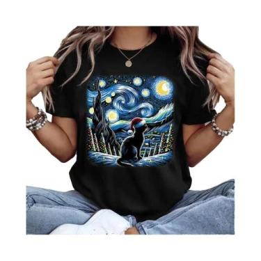 Imagem de Camiseta Unissex Oversized Com Estampa De Gatinho De Natal, Estilo Vin