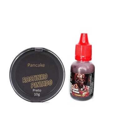 Imagem de Kit Maquiagem do Terror, Sangue e Pancake Preto - Rostinho Pintado