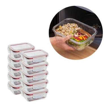 Imagem de Jogo 10 Melhor Potes Vidro 1040ML Hermetico Total Micro-ondas - Belo V