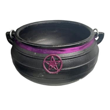 Imagem de Caldeirão da Bruxa Pentagrama de Ferro Tripé Alça 2,3 Litro