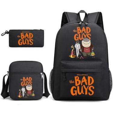 Imagem de Conjunto de mochilas Bad Guys Anime School, 3 peças com bolsa de ombro