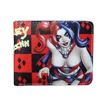 Imagem de Carteira, bolsa de moedas, couro, dobrável, Harleys Quinns Anime - Yiw