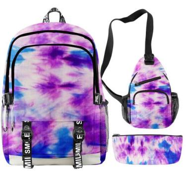 Imagem de Conjunto de mochilas Oxford Satchel Kids Children TieDye Color 3D - Yi