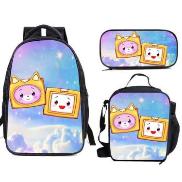 Imagem de Conjunto de mochilas Lankys Boxes Mochila escolar de anime com lanchei