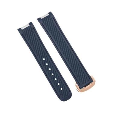 Imagem de Pulseira De Silicone Azul E Preta 20mm Para Relógios De Mergulho Omega