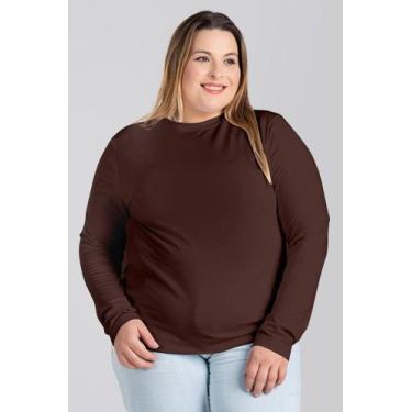 Imagem de Blusa Feminina Manga Longa Plus Size Térmica Peluciada - Serena, Marro