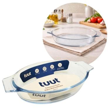 Imagem de Travessa Oval Em Vidro Borossilicato Premium Com Alças 780ml Forno E Micro-ondas
