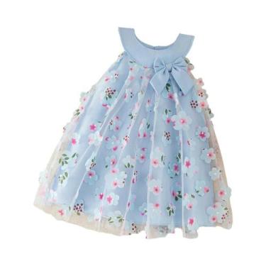 Imagem de Vestido De Verão Sem Mangas Para Menina Com Gola De Laço E Estampa Per