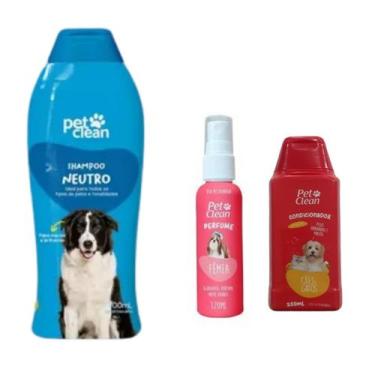 Imagem de Kit POP Pet Clean Shampoo + Perfume + Condicionador Pet Cães, Neutro +