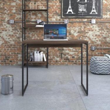 Imagem de Mesa de Escritório Studio 90cm Industrial Nogal E Preto - Compace