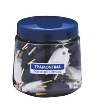 Imagem de Plugue Macho 2P+T 20A Preto/Branco Em Mini Pote c/20 Tramont - TRAMONT