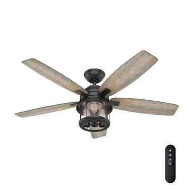 Imagem de Hunter Fan Company Ventilador de teto interno/externo 59420 Coral Bay com luz LED e controle remoto, 52, preto