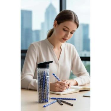 Imagem de Kit 24 Canetas Esferográficas Precisas 0.7mm - Azul/Preta ou - Congrat