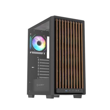Imagem de Gabinete Gamer Husky Dome 600, Mid Tower, ATX, Lateral em Vidro, Frontal em Madeira Ripada-Unissex