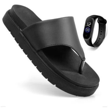 Imagem de Sandália Papete Feminina Chinelo Flat De Dedo Asa Delta Moda Blogueir-Feminino