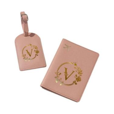 Imagem de Carteira De Viagem Impermeável Em Couro Com Letras Douradas Impressas 