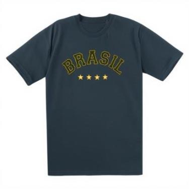 Imagem de Camiseta Masculina Brasil Estrelas Jogos Copa Malha Leve em Algodão Básica do P ao G1-Masculino