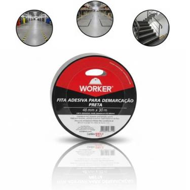 Imagem de Fita Demarcação Solo Aderente Pvc 48mm x 30mt Preta Worker