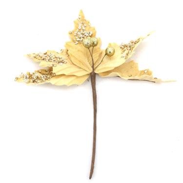 Imagem de Enfeite de Natal Flor Bico Le com Glitter Dourado 24cm