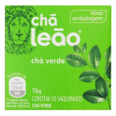 Imagem de Chá Verde Leão 16g  Caixa com 10 Sachês, Infusão Natural e