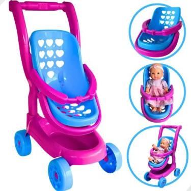 Imagem de Carrinho De Boneca Bebê Conforto Brinquedo Menina 2 Em 1 - Congratulat