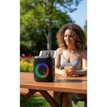 Imagem de Caixa de Som Portátil Bluetooth Karaokê c/ LED e FM - Congratulations 