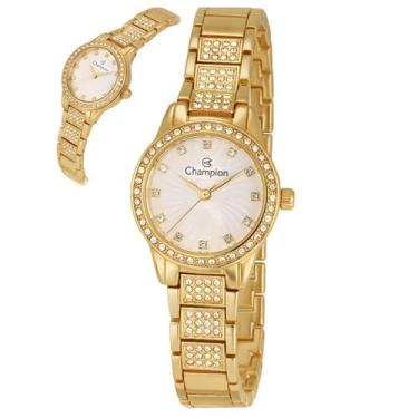 Imagem de Relogio Feminino Dourado Pequeno Zirconia Champion CF25278H