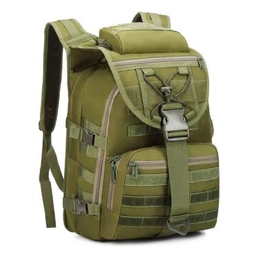 Imagem de Mochila Militar Tática OEM Impermeável Oxford 50L Verde com Patch Bandeira do Brasil Unissex