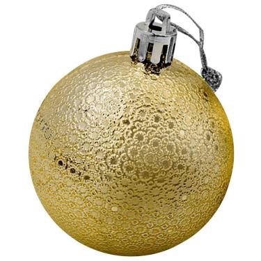 Imagem de Kit 24 Bolas para Árvore de Natal 70MM Enfeite de Decoração Natalina Plástico Dourado O...
