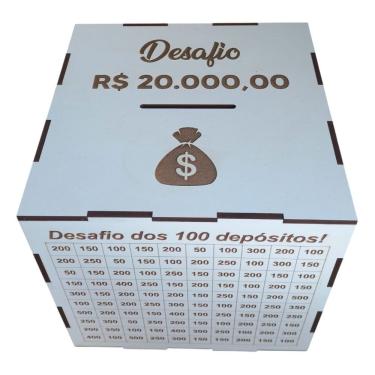 Imagem de Cofre Mdf Desafio 1mil 5mil 10mil 20mil para Metas de Economia Divertidas e Organizadas...