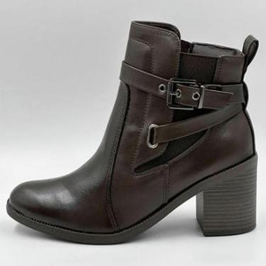 Imagem de Bota Comfortflex Cano Curto Salto Médio Bloco Feminina-Feminino