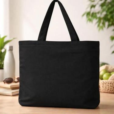 Imagem de Sacola Ecobag de Algodão Preto - Linho/Fino - Ideal para Eventos e Sus