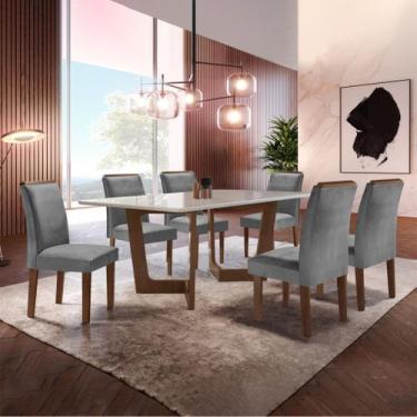 Imagem de Conjunto Sala de Jantar Nápoles Tampo Vidro/mdf com 6 Cadeiras Luísa S