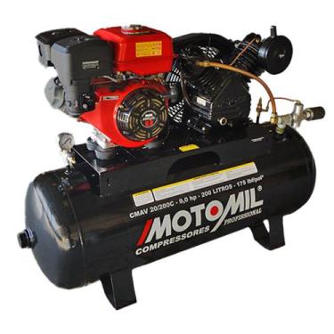 Imagem de Compressor de Ar a Gasolina 20 Pés 9hp 200 Litros com Motor - MOTOMIL,