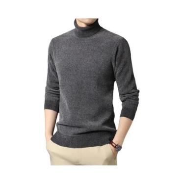 Imagem de Suéter Masculino Slim Fit De Gola Alta, Quente, Macio E Grosso, Pullov