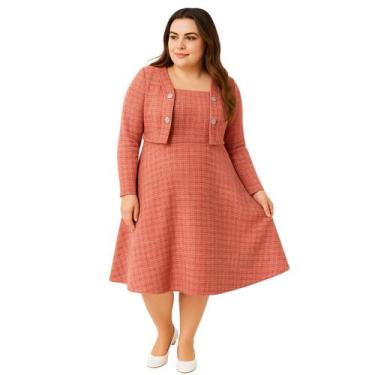 Imagem de Vestido Midi Com Bolero Elegante Moda Evangelica Plus Size - Kqzyra, V
