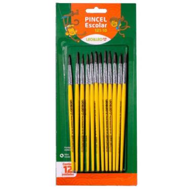 Imagem de Kit 12 Pincel Escolar Artístico Artesanato Infantil Pintura Artes Para
