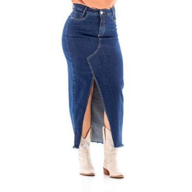 Imagem de Saia Jeans Feminina Arauto Maxi Longa Catarina Plus - ARAUTO JEANS, Az