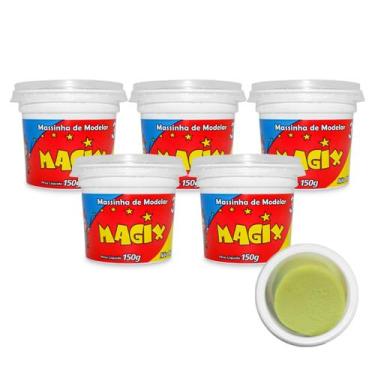 Imagem de Kit 5 Potes Massa Massinha de Modelar Infantil 150g Escolar - MAGIX KI