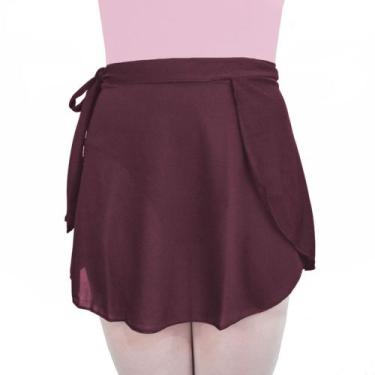 Imagem de Saia Ballet Ritmus Transpassada Jersey Adulto, M, Vinho