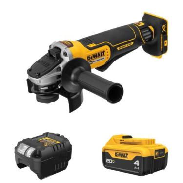 Imagem de Esmerilhadeira Angular Sem Fio DeWalt 20V MAX  Kit com Bateria 4Ah e C