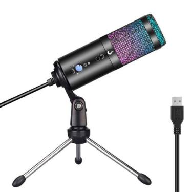 Imagem de Microfone Gamer Rise Mode Elite 03 RGB, USB, Podcast e Streaming, Pret