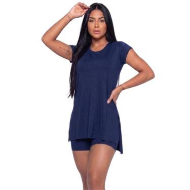 Imagem de Conjunto Fitness Blusa Tapa Bumbum Short Suplex Vekyo Roupa Para Acade