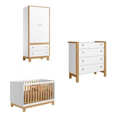 Imagem de Kit de Guarda Roupa 5055 com Comoda Flora 5135 e Berço 4315