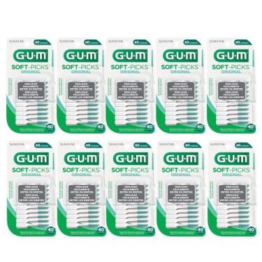 Imagem de Kit 40 Palito Interdental Escova para Aparelho Soft Picks GUM Estojo P