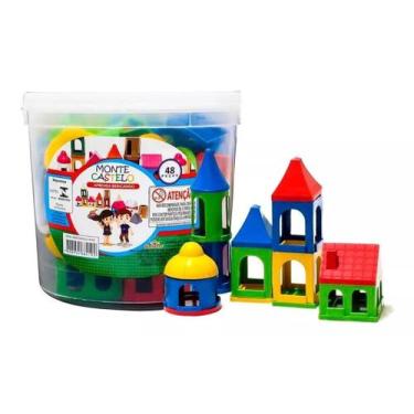 Imagem de Balde Brinquedo Blocos Monte Castelo Educativo Infantil - PlasHome