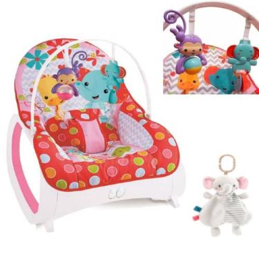Imagem de Cadeirinha de Balanço Bebê Vermelho + Elefante Naninha Manta - Color B